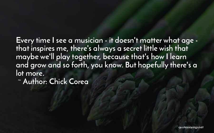 Chick Corea Quotes: Every Time I See A Musician - It Doesn't Matter What Age - That Inspires Me, There's Always A Secret