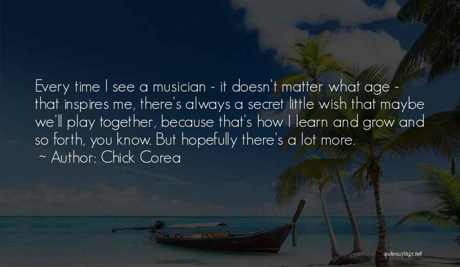 Chick Corea Quotes: Every Time I See A Musician - It Doesn't Matter What Age - That Inspires Me, There's Always A Secret