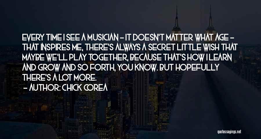 Chick Corea Quotes: Every Time I See A Musician - It Doesn't Matter What Age - That Inspires Me, There's Always A Secret