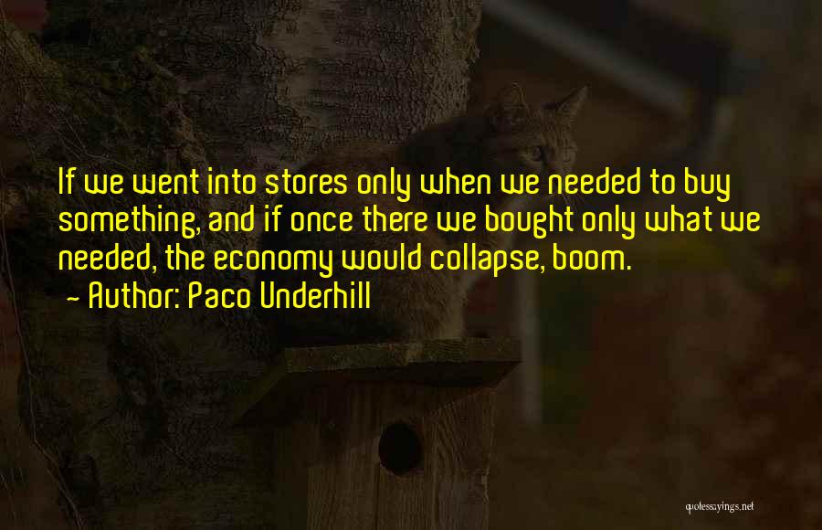 Paco Underhill Quotes: If We Went Into Stores Only When We Needed To Buy Something, And If Once There We Bought Only What