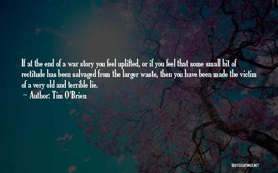 Tim O'Brien Quotes: If At The End Of A War Story You Feel Uplifted, Or If You Feel That Some Small Bit Of