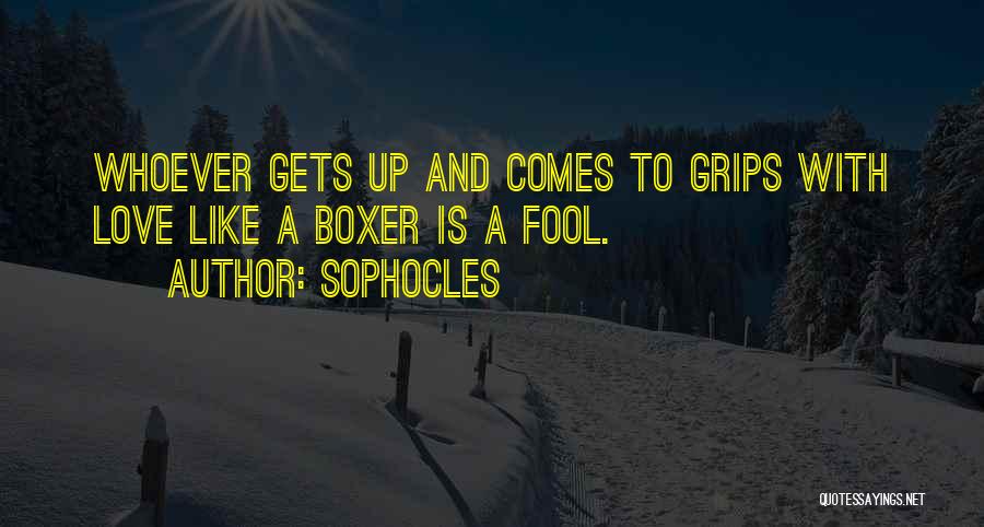 Sophocles Quotes: Whoever Gets Up And Comes To Grips With Love Like A Boxer Is A Fool.