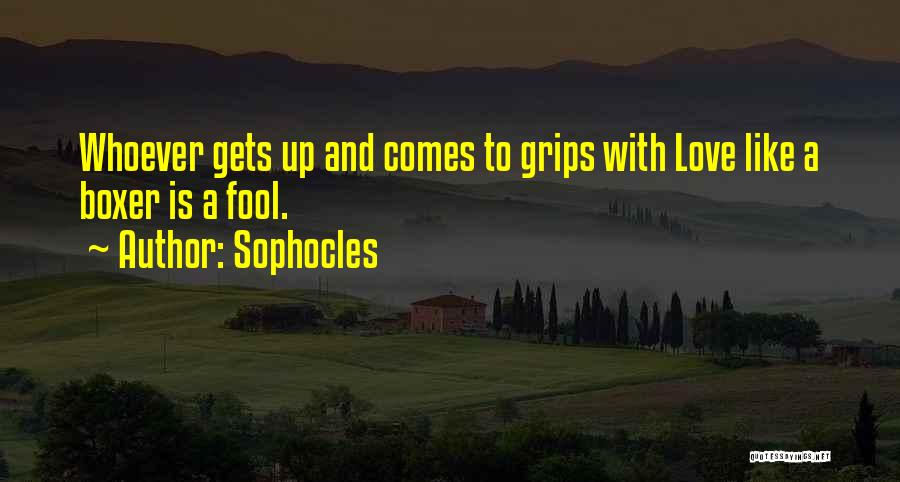 Sophocles Quotes: Whoever Gets Up And Comes To Grips With Love Like A Boxer Is A Fool.