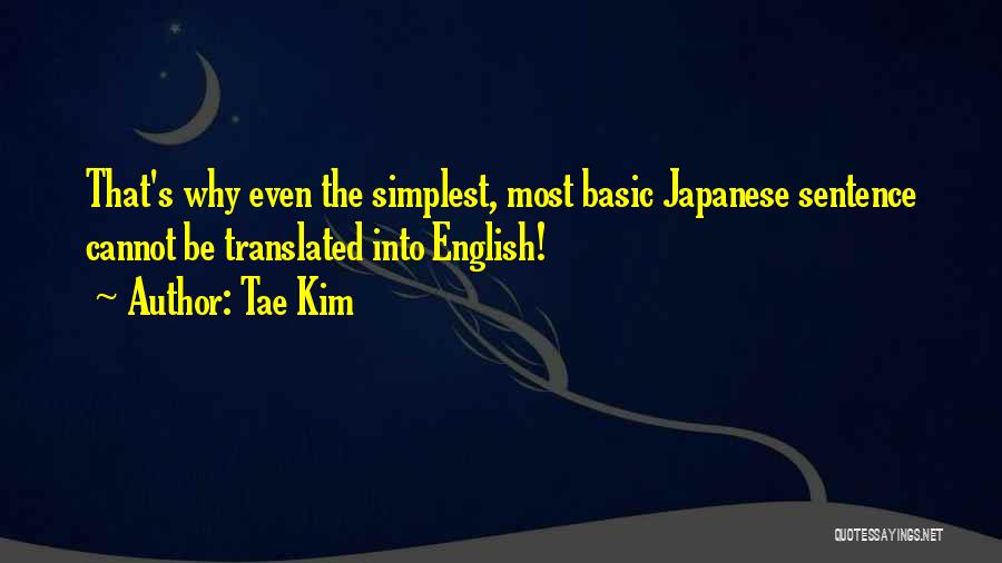 Tae Kim Quotes: That's Why Even The Simplest, Most Basic Japanese Sentence Cannot Be Translated Into English!