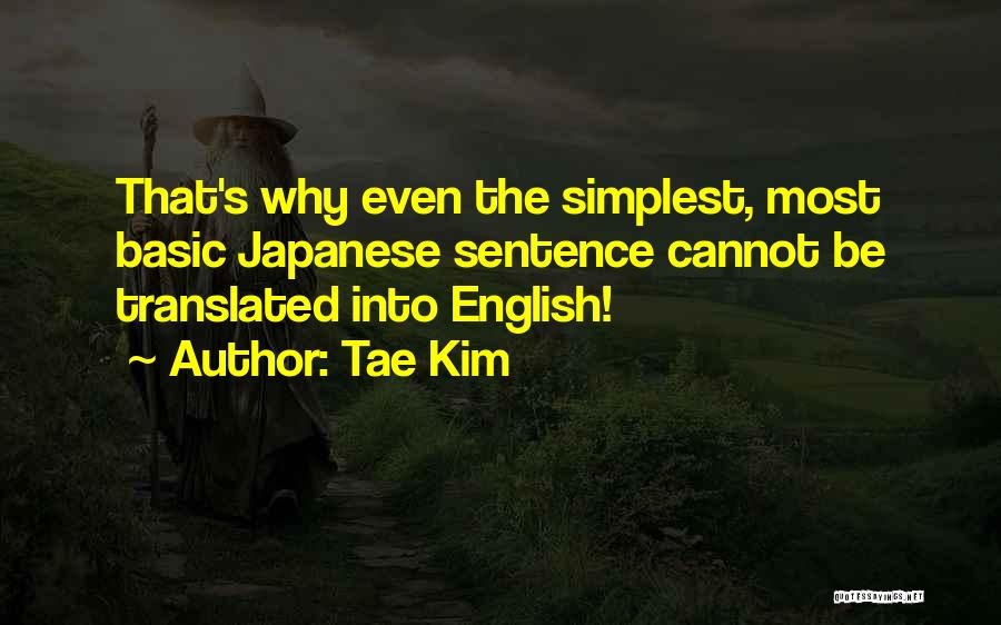 Tae Kim Quotes: That's Why Even The Simplest, Most Basic Japanese Sentence Cannot Be Translated Into English!