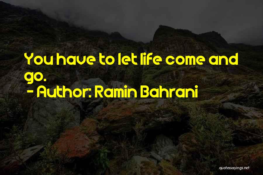 Ramin Bahrani Quotes: You Have To Let Life Come And Go.