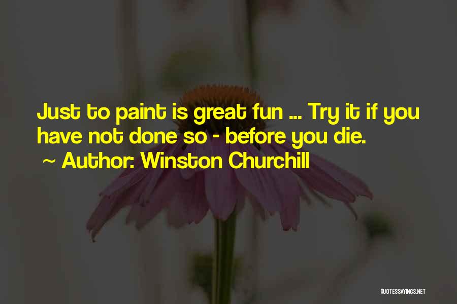 Winston Churchill Quotes: Just To Paint Is Great Fun ... Try It If You Have Not Done So - Before You Die.