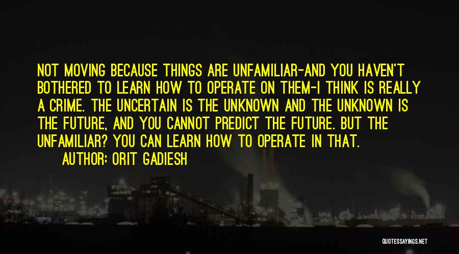 Orit Gadiesh Quotes: Not Moving Because Things Are Unfamiliar-and You Haven't Bothered To Learn How To Operate On Them-i Think Is Really A