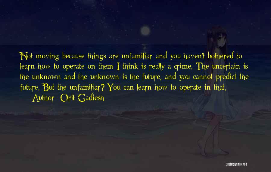 Orit Gadiesh Quotes: Not Moving Because Things Are Unfamiliar-and You Haven't Bothered To Learn How To Operate On Them-i Think Is Really A