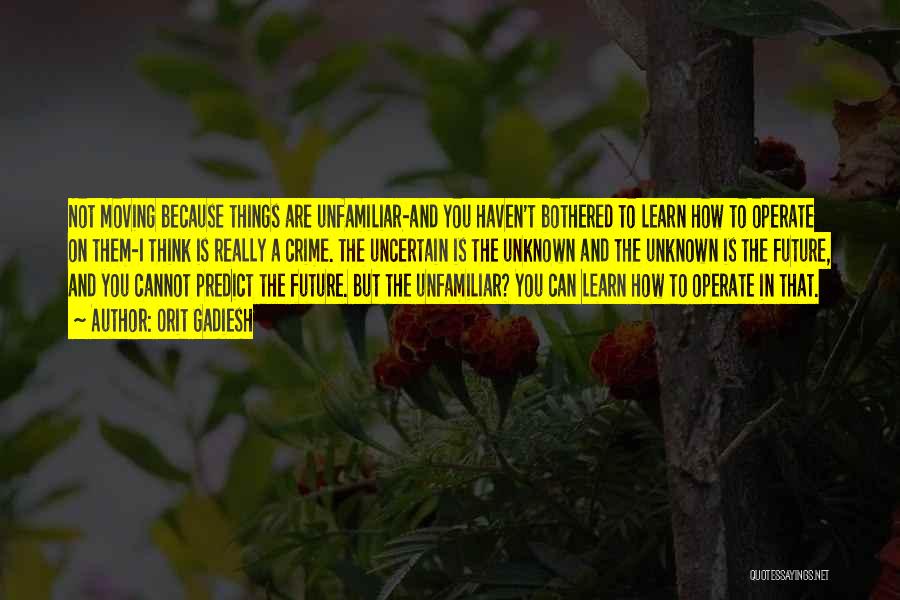 Orit Gadiesh Quotes: Not Moving Because Things Are Unfamiliar-and You Haven't Bothered To Learn How To Operate On Them-i Think Is Really A