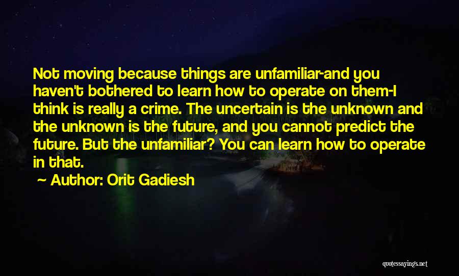Orit Gadiesh Quotes: Not Moving Because Things Are Unfamiliar-and You Haven't Bothered To Learn How To Operate On Them-i Think Is Really A