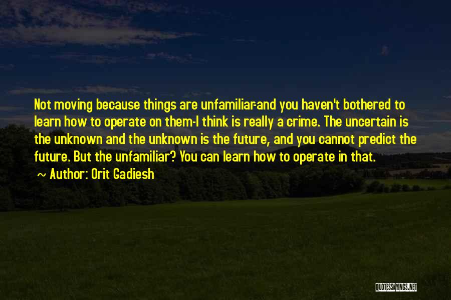 Orit Gadiesh Quotes: Not Moving Because Things Are Unfamiliar-and You Haven't Bothered To Learn How To Operate On Them-i Think Is Really A