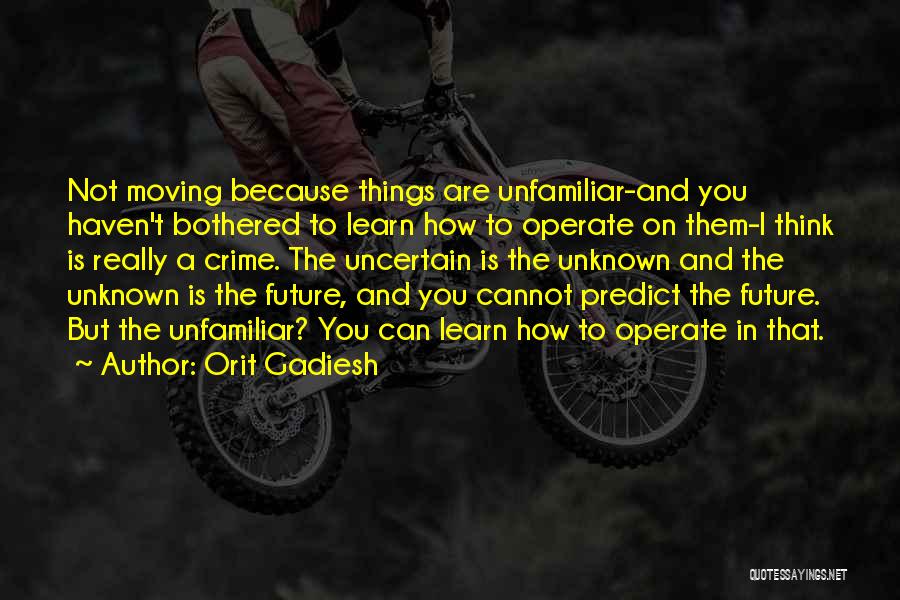 Orit Gadiesh Quotes: Not Moving Because Things Are Unfamiliar-and You Haven't Bothered To Learn How To Operate On Them-i Think Is Really A