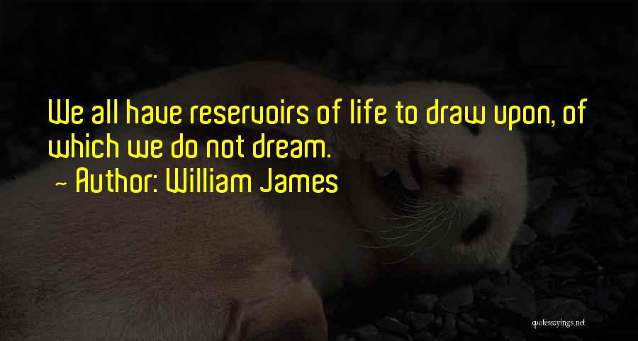 William James Quotes: We All Have Reservoirs Of Life To Draw Upon, Of Which We Do Not Dream.