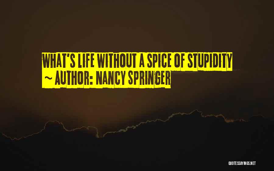 Nancy Springer Quotes: What's Life Without A Spice Of Stupidity