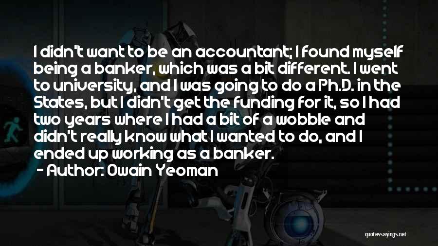 Owain Yeoman Quotes: I Didn't Want To Be An Accountant; I Found Myself Being A Banker, Which Was A Bit Different. I Went