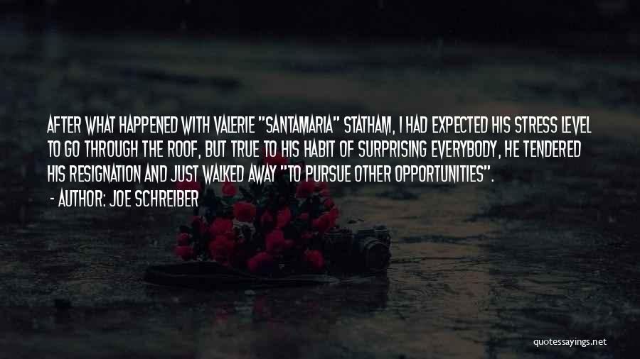 Joe Schreiber Quotes: After What Happened With Valerie Santamaria Statham, I Had Expected His Stress Level To Go Through The Roof, But True