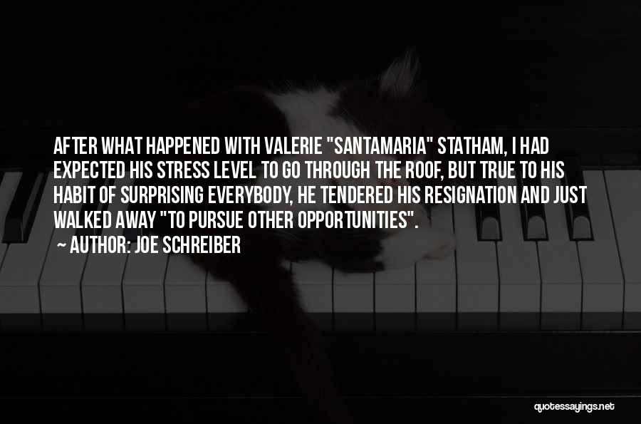 Joe Schreiber Quotes: After What Happened With Valerie Santamaria Statham, I Had Expected His Stress Level To Go Through The Roof, But True