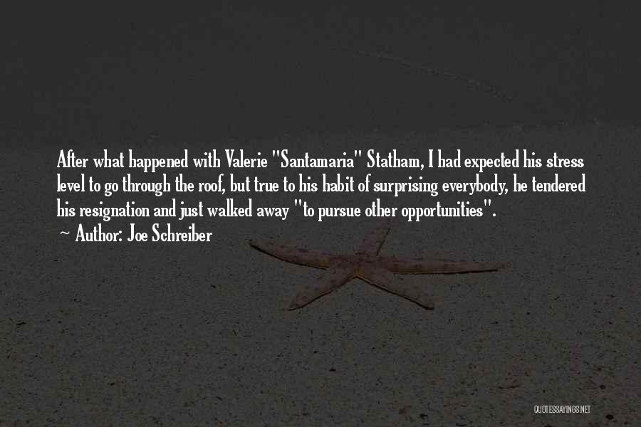 Joe Schreiber Quotes: After What Happened With Valerie Santamaria Statham, I Had Expected His Stress Level To Go Through The Roof, But True