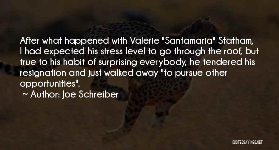 Joe Schreiber Quotes: After What Happened With Valerie Santamaria Statham, I Had Expected His Stress Level To Go Through The Roof, But True