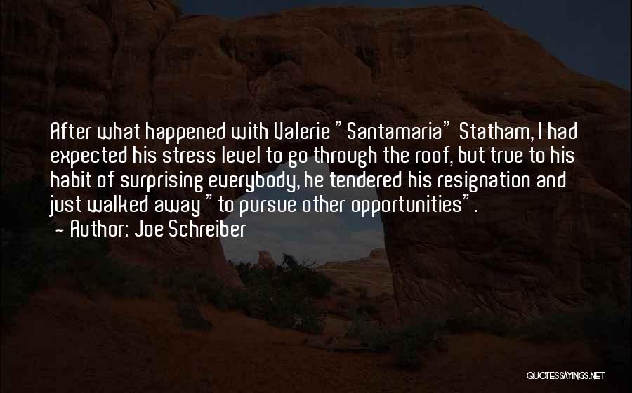 Joe Schreiber Quotes: After What Happened With Valerie Santamaria Statham, I Had Expected His Stress Level To Go Through The Roof, But True