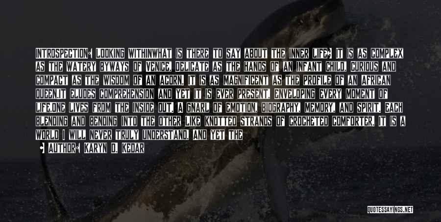 Karyn D. Kedar Quotes: Introspection: Looking Withinwhat Is There To Say About The Inner Life? It Is As Complex As The Watery Byways Of