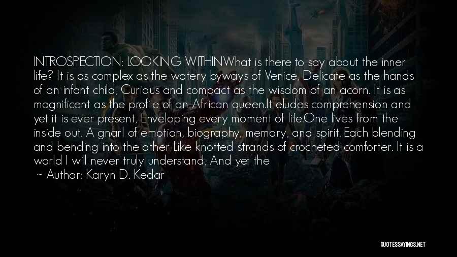 Karyn D. Kedar Quotes: Introspection: Looking Withinwhat Is There To Say About The Inner Life? It Is As Complex As The Watery Byways Of