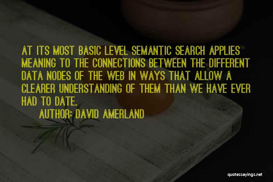 David Amerland Quotes: At Its Most Basic Level Semantic Search Applies Meaning To The Connections Between The Different Data Nodes Of The Web