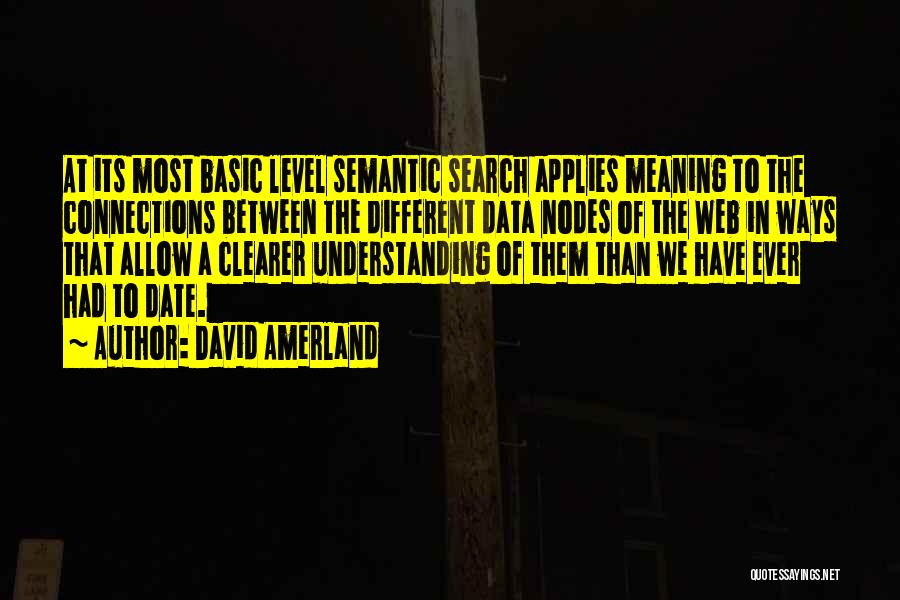 David Amerland Quotes: At Its Most Basic Level Semantic Search Applies Meaning To The Connections Between The Different Data Nodes Of The Web