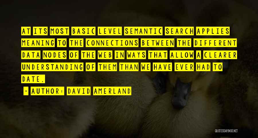 David Amerland Quotes: At Its Most Basic Level Semantic Search Applies Meaning To The Connections Between The Different Data Nodes Of The Web