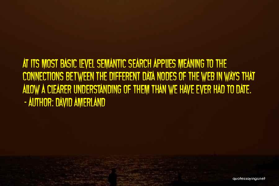 David Amerland Quotes: At Its Most Basic Level Semantic Search Applies Meaning To The Connections Between The Different Data Nodes Of The Web