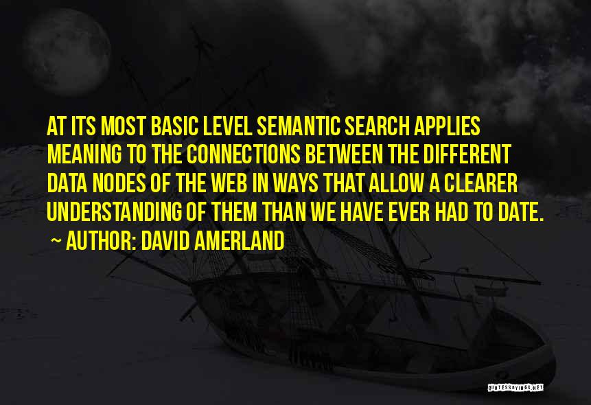 David Amerland Quotes: At Its Most Basic Level Semantic Search Applies Meaning To The Connections Between The Different Data Nodes Of The Web