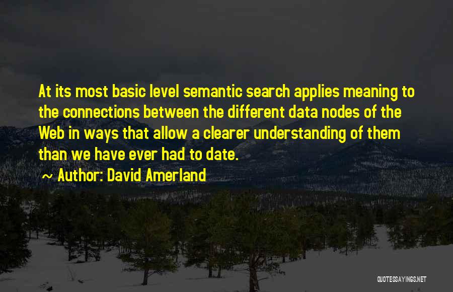 David Amerland Quotes: At Its Most Basic Level Semantic Search Applies Meaning To The Connections Between The Different Data Nodes Of The Web