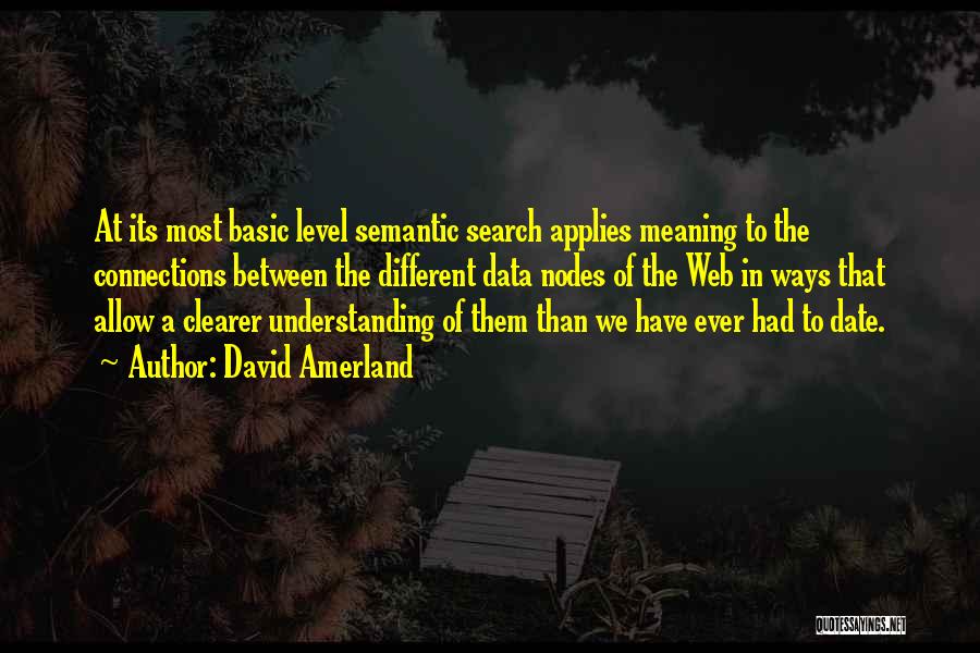 David Amerland Quotes: At Its Most Basic Level Semantic Search Applies Meaning To The Connections Between The Different Data Nodes Of The Web