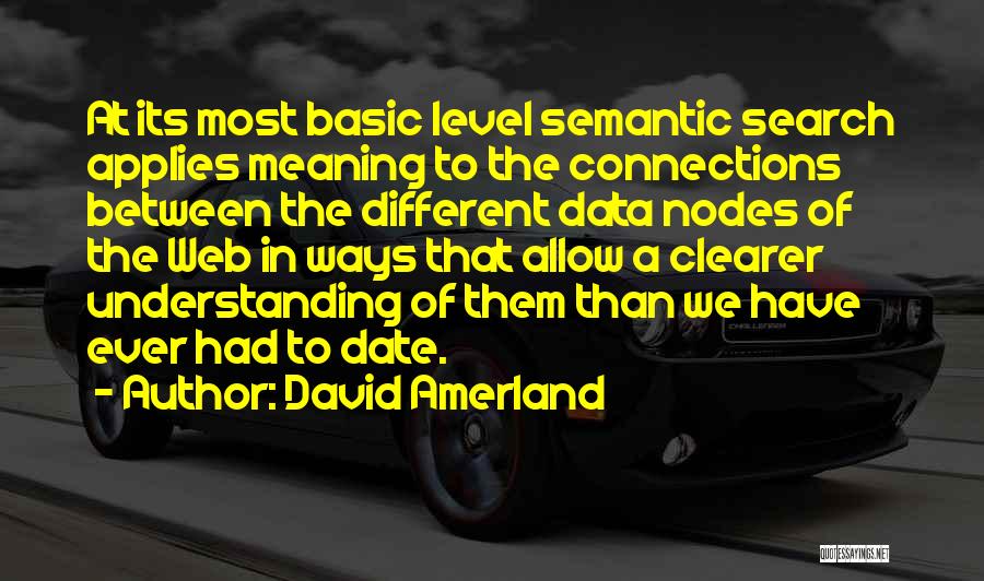 David Amerland Quotes: At Its Most Basic Level Semantic Search Applies Meaning To The Connections Between The Different Data Nodes Of The Web