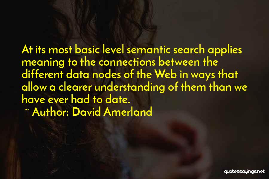 David Amerland Quotes: At Its Most Basic Level Semantic Search Applies Meaning To The Connections Between The Different Data Nodes Of The Web