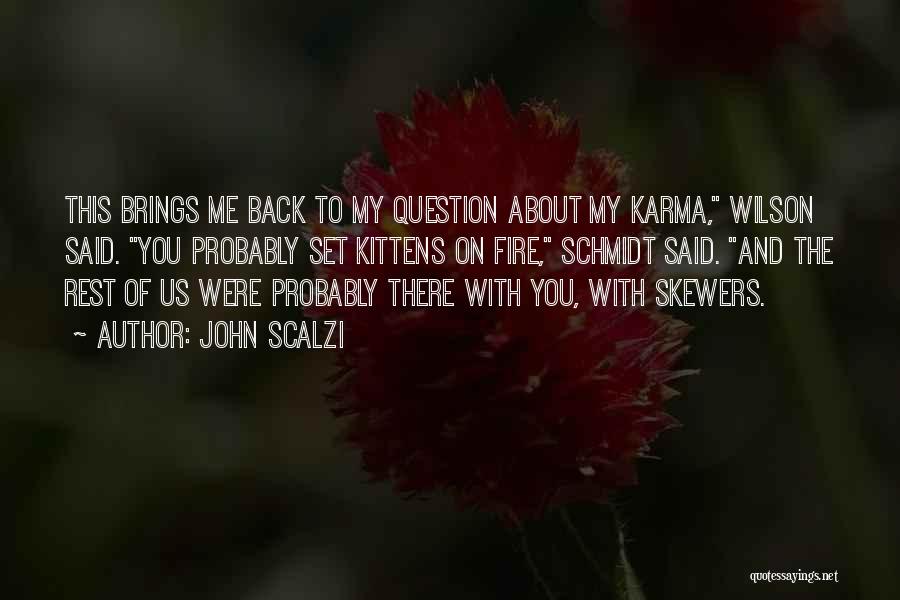John Scalzi Quotes: This Brings Me Back To My Question About My Karma, Wilson Said. You Probably Set Kittens On Fire, Schmidt Said.
