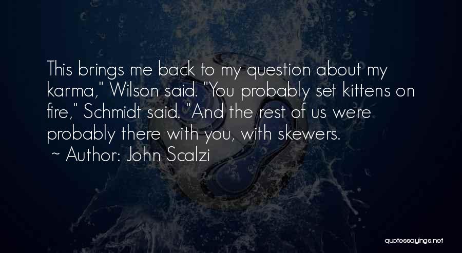 John Scalzi Quotes: This Brings Me Back To My Question About My Karma, Wilson Said. You Probably Set Kittens On Fire, Schmidt Said.