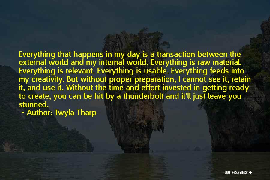 Twyla Tharp Quotes: Everything That Happens In My Day Is A Transaction Between The External World And My Internal World. Everything Is Raw