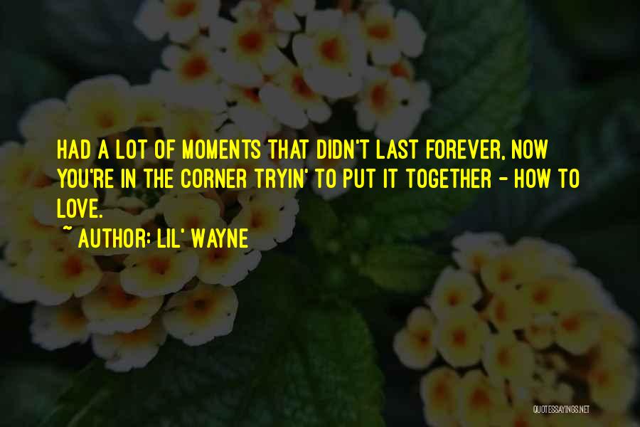 Lil' Wayne Quotes: Had A Lot Of Moments That Didn't Last Forever, Now You're In The Corner Tryin' To Put It Together -