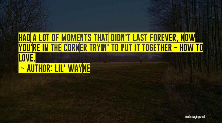 Lil' Wayne Quotes: Had A Lot Of Moments That Didn't Last Forever, Now You're In The Corner Tryin' To Put It Together -