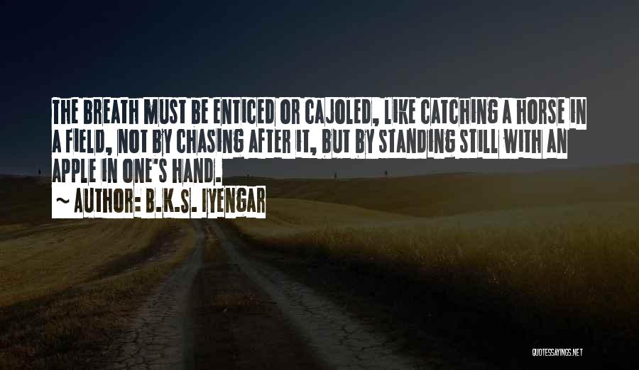 B.K.S. Iyengar Quotes: The Breath Must Be Enticed Or Cajoled, Like Catching A Horse In A Field, Not By Chasing After It, But