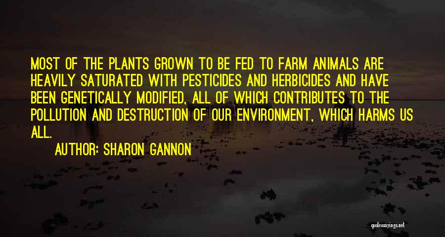 Sharon Gannon Quotes: Most Of The Plants Grown To Be Fed To Farm Animals Are Heavily Saturated With Pesticides And Herbicides And Have