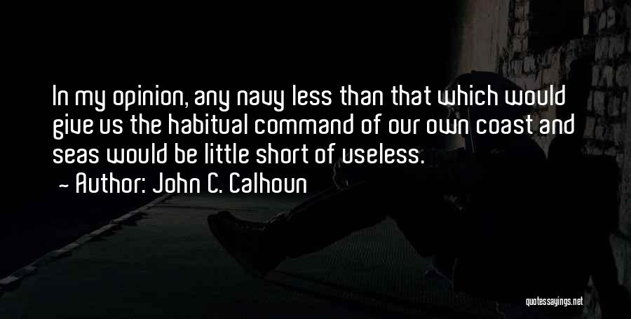 John C. Calhoun Quotes: In My Opinion, Any Navy Less Than That Which Would Give Us The Habitual Command Of Our Own Coast And