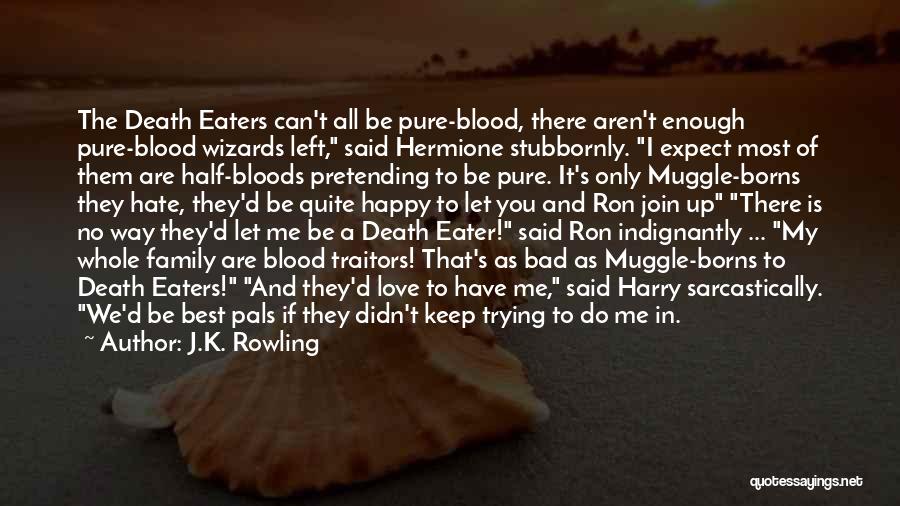 J.K. Rowling Quotes: The Death Eaters Can't All Be Pure-blood, There Aren't Enough Pure-blood Wizards Left, Said Hermione Stubbornly. I Expect Most Of