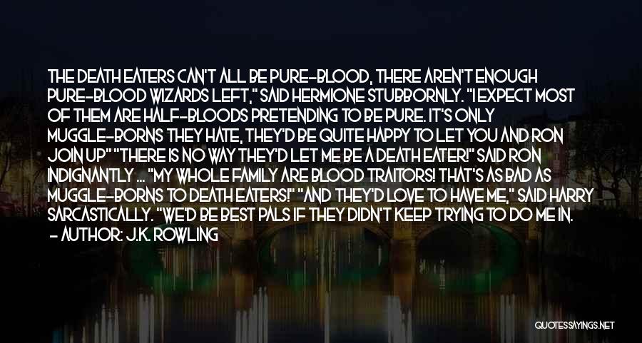 J.K. Rowling Quotes: The Death Eaters Can't All Be Pure-blood, There Aren't Enough Pure-blood Wizards Left, Said Hermione Stubbornly. I Expect Most Of