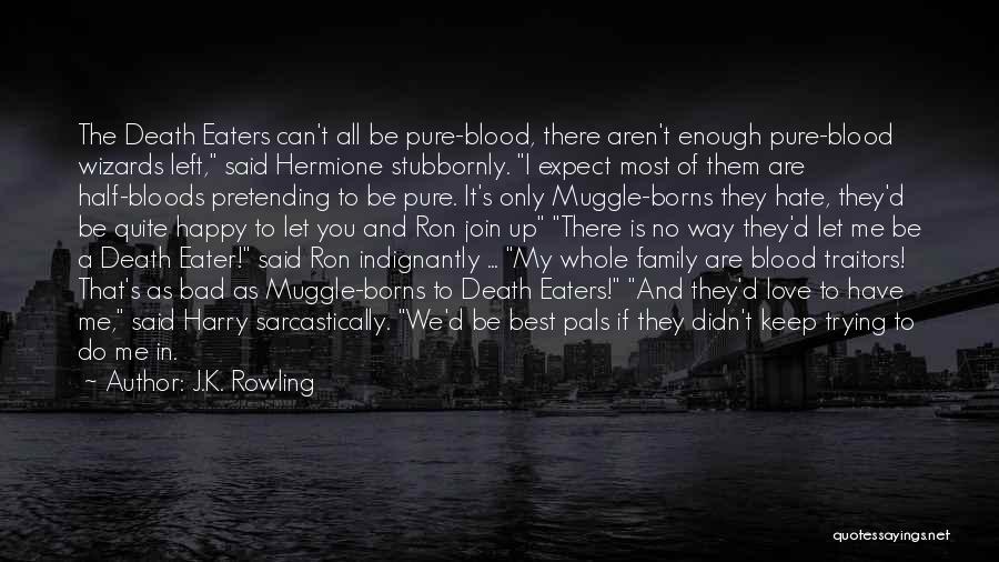 J.K. Rowling Quotes: The Death Eaters Can't All Be Pure-blood, There Aren't Enough Pure-blood Wizards Left, Said Hermione Stubbornly. I Expect Most Of