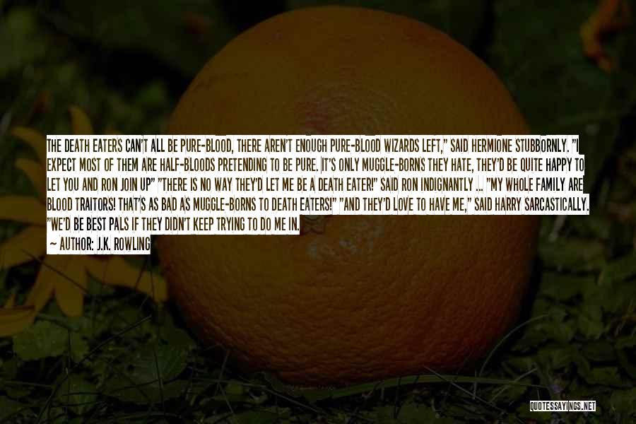 J.K. Rowling Quotes: The Death Eaters Can't All Be Pure-blood, There Aren't Enough Pure-blood Wizards Left, Said Hermione Stubbornly. I Expect Most Of