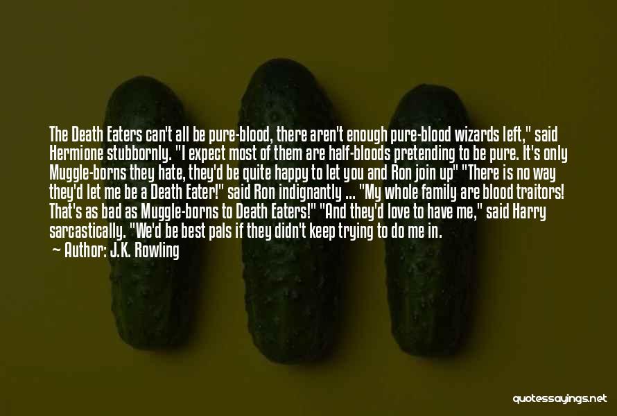 J.K. Rowling Quotes: The Death Eaters Can't All Be Pure-blood, There Aren't Enough Pure-blood Wizards Left, Said Hermione Stubbornly. I Expect Most Of