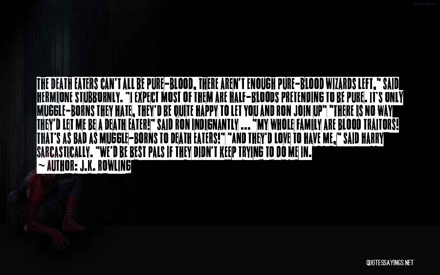 J.K. Rowling Quotes: The Death Eaters Can't All Be Pure-blood, There Aren't Enough Pure-blood Wizards Left, Said Hermione Stubbornly. I Expect Most Of